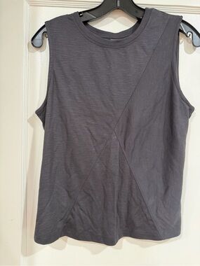 Te Verde Charcoal Sleeveless Asymmetric Panel Tank